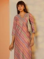 Multi Printed Silk Blend Straight Kurta