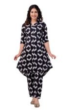 Women's Printed Black Cord-Set Kurta with Pant, Easy to Wear, Lightweight, Breathable, Stylish & Comfortable, All-Day Comfort and Durability_S