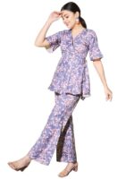Women's Top with Pant Botnical Printed Co-ord Set