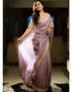 Women's Silver Tissue Silk Ethnic Saree With Unstiched Blouse Piece For Festival And Function. - Image 2
