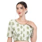 Women's Kalamkari Printed Pure Cotton Readymade Saree Blouse
