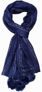 Fashage Blue color Tie-Dye scarves with tassels. - Image 2