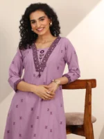 Lavender Woven Cotton Blend A-Line Kurta