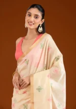 Cream Zariwork Tissue Saree - Image 4