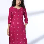 Women Geometric Print Cotton Straight Kurta