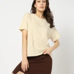 Women Cotton Regular Fit Round-Neck T-Shirt
