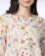 Women Floral Print Cotton Straight Kurta - Image 2